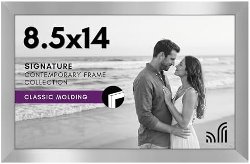 Americanflat 8.5x14 Picture Frame with Shatter-Resistant Glass - Signature Collection - Gallery-Style Frames Made of Engineered Wood - Photo Frame for Wall Display - Silver by Americanflat