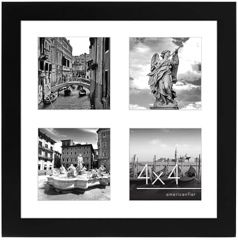 Americanflat 4x4 Collage Picture Frame - Fits 4 - Engineered Wood - Black by Americanflat