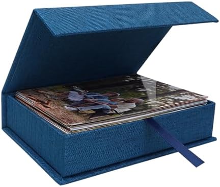 4x6 Photo Storage Box, Premium Linen Memory Box for Photos, Pictures, Certificates, Scrapbooking Supplies & Jewelry - Portable, Stackable Organizer for Home, Crafters & Collectors by CHERRICH