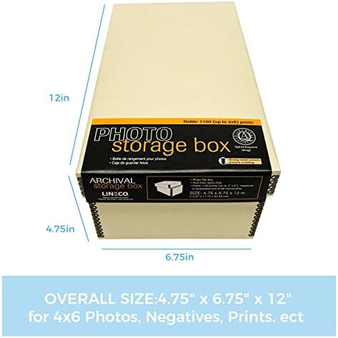 Lineco Archival Photo Card Box, Museum-Quality Storage, 4x6x12 Inch, Tan - Image 2
