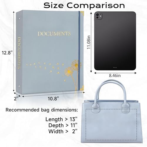 XKDOUS Important Document Organizer 3 Ring Linen Binders Folio File Folders - Image 3