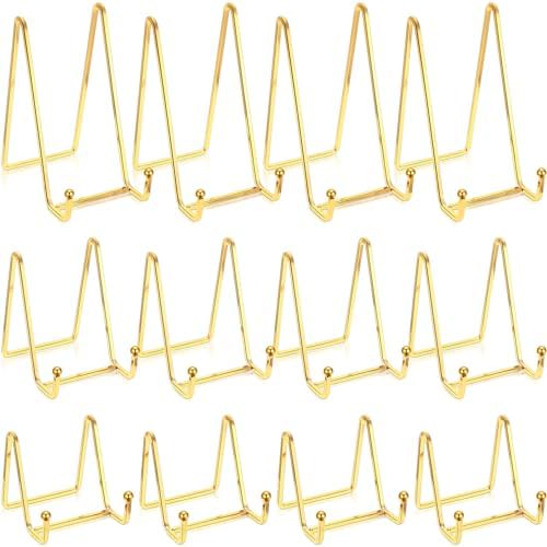 Kenning 12 Pieces Gold Plate Stands Easel Display Holder Metal Book Display Stand Tabletop Picture Frame Holder Photo Square Iron Easel Decorative for Kitchen Office Room Artistic Work(3 Sizes) by Kenning