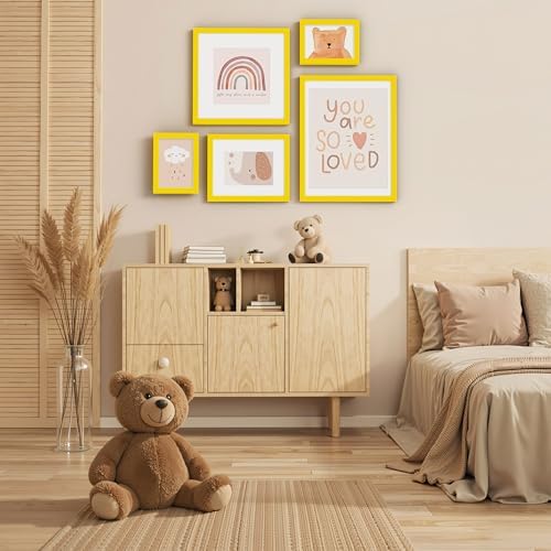 Vittanly 12x12 Picture Frame Made of Solid Wood for Wall Mounting, Yellow - Image 6