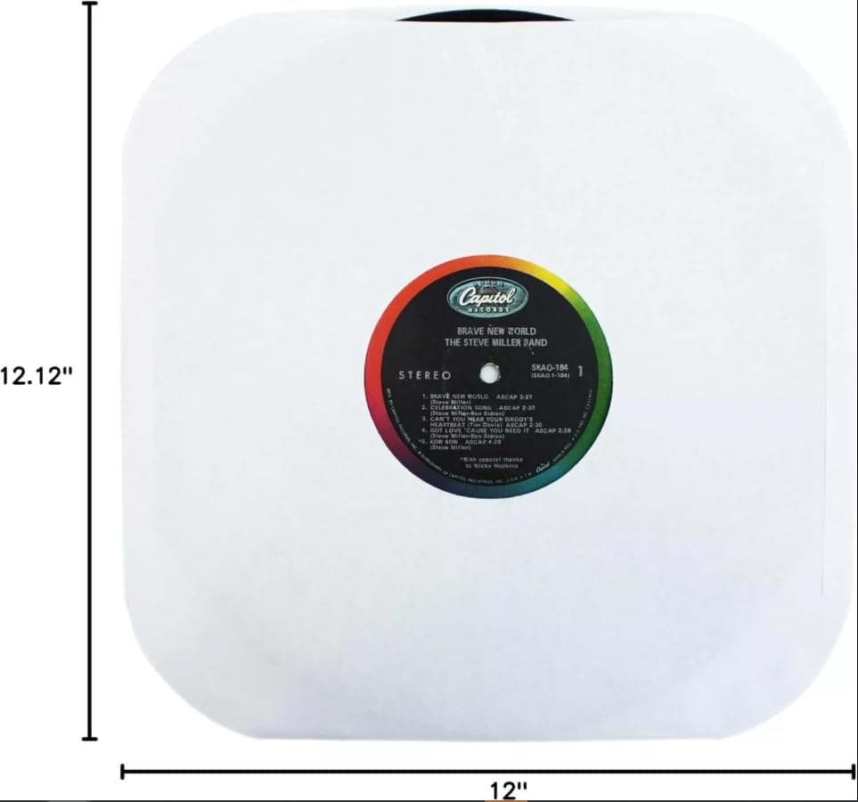 (25) Archival Quality Acid-Free Heavyweight Paper Inner Sleeves with Hole for 12 inch Vinyl Records - Durable 20# Paper - Easy Record Insertion - #12IW - Image 5