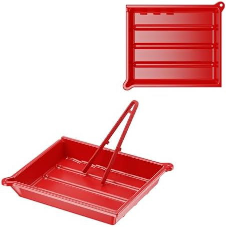 JJC 10x12” Darkroom Developing Tray for Photo Paper Prints, Film Processing Tray with Silicone Tong, Ribbed Base & Thermometer Corner, Durable PP Plastic (Red) by JJC