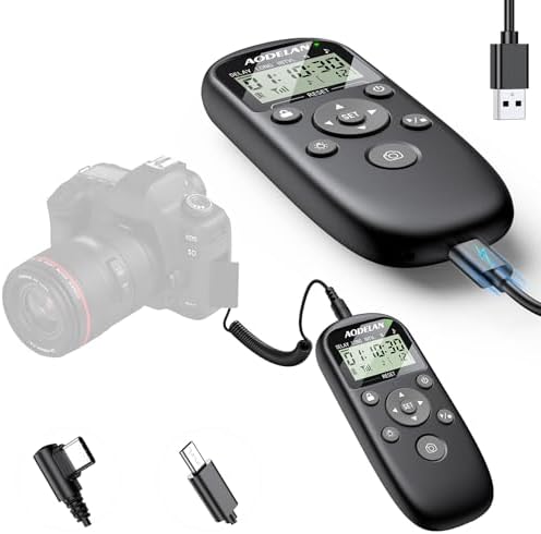 Rechargeable Intervalometer Timer Shutter Release Remote with LCD Screen by AODELAN