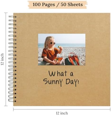 Scrapbook Photo Album 12"x12" 50 Sheets 100 Pages Hardcover Kraft Paper - Image 2