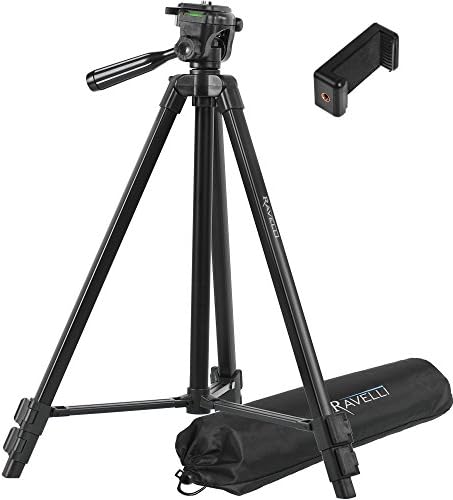 Ravelli APLT3 53" Light Weight Aluminum Tripod, with Carrying Bag and Universal Smartphone Mount Adapter by Ravelli
