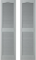 14.5 in. W x 75 in. H Builders Edge, Standard Cathedral Top Center Mullion, Open Louver Shutters, Includes Matching Installation Spikes (Per Pair), 945 - Platinum by Builders+Edge