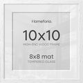 Homeforia 10x10 White Oak Picture Frame, High-End Wood, 8x8 Mat, Glass by Homeforia