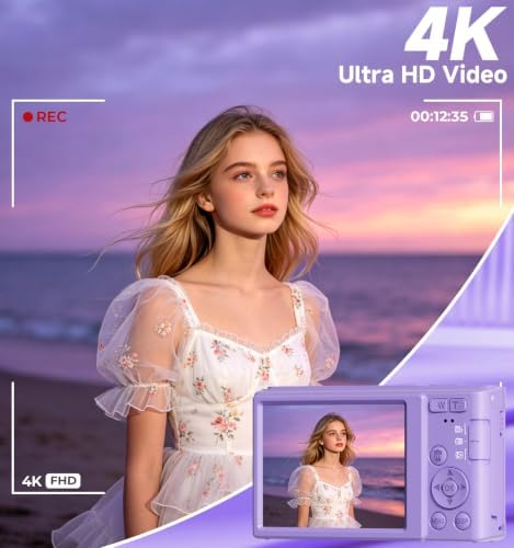 Digital Camera 4K, 44MP Autofocus Compact Digital Camera, 64GB, 2 Batteries - Image 2