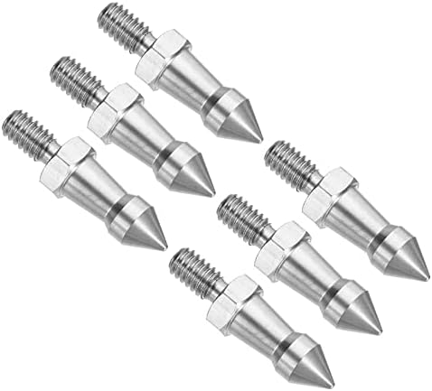 PATIKIL 1/4 Inch Thread Tripod Spike, 6 Pack Camera Tripod Ground Spike Screw Stainless Steel Spike Mount Adapter for Monopod Style 2, Silver by PATIKIL