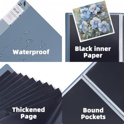 11x14 Blue Art Portfolio Folder Displaying 48 Pages with Plastic Sleeves - Image 4