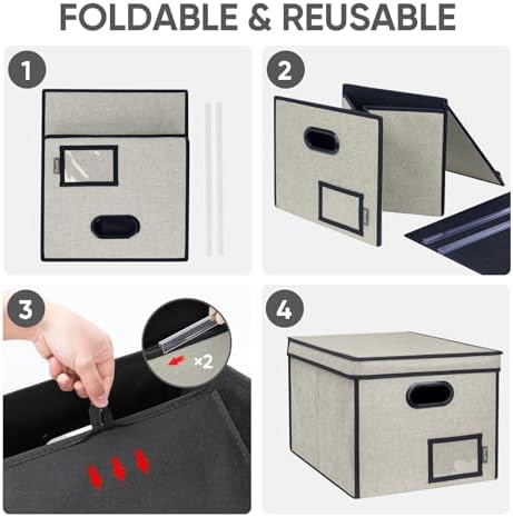 BALEINE File Organizer Box with Lid, Collapsible Hanging File Storage Box - Image 7