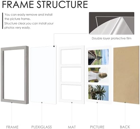 DUENPY 8x14 Collage Frame For 3 4x6 Photos Grey - Image 3