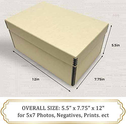 Golden State Art, Archival Photos Storage Boxes, 5"x7"x12", Tan - Image 2