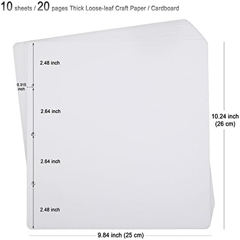 10 Sheets Double Sided Scrapbooking Refill Pages, 9.84x10.24" No Acid Thick Additional Craft Paper Cardboard for ALL ADVcer 10x10 inch Three-Ring Loose-Leaf Binder Photo Album Scrapbook (White) - Image 2