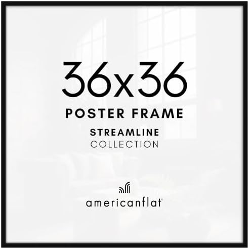 Americanflat 36x36 Poster Frame - Slim Molding - Black by Americanflat