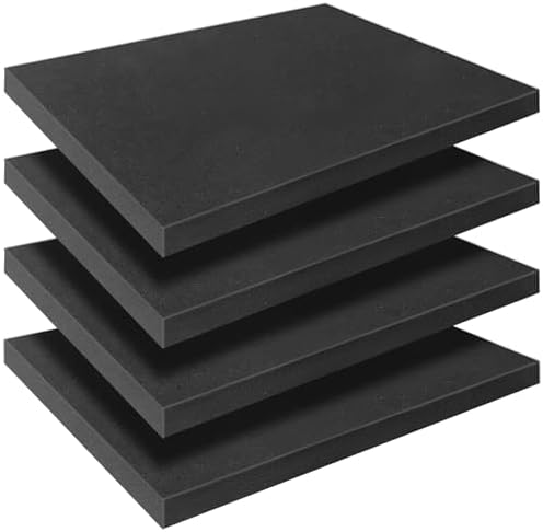 Black Polyurethane Foam Inserts for Cases, 4 Pcs 16 x 12 x 1 Inch, Cuttable Packing Padding for Tool Box, Camera, Crafts and Storage by YIENFBEV