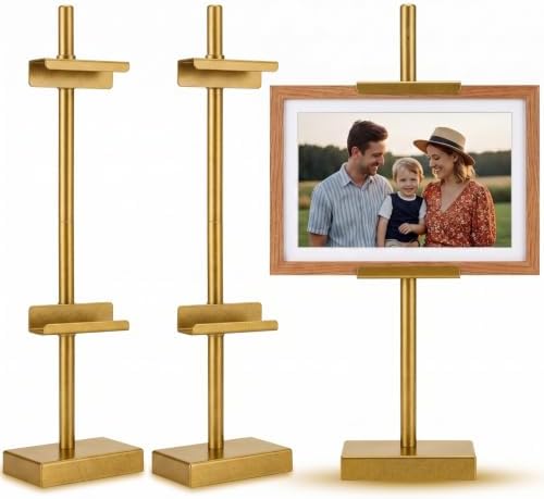 Wenqik 2 Pack Adjustable Tabletop Easel Stand Metal Picture Frame Stand Table Art Easels for Display Adjustable Picture Holder for Photo, Signs, Canvas(Gold,18 Inch) by Wenqik
