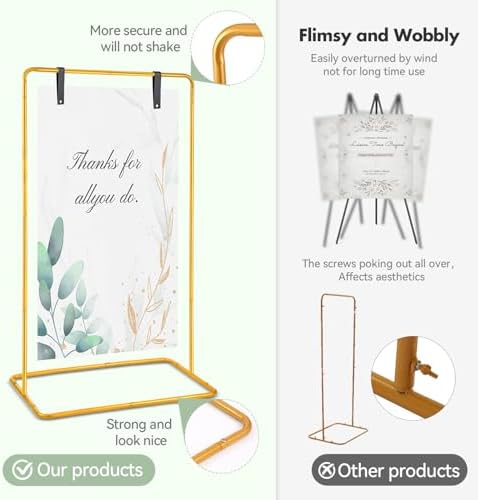 ParseBio Welcome Sign Holder Gold Wedding Easel Stand with 4 Leather Straps - Image 6