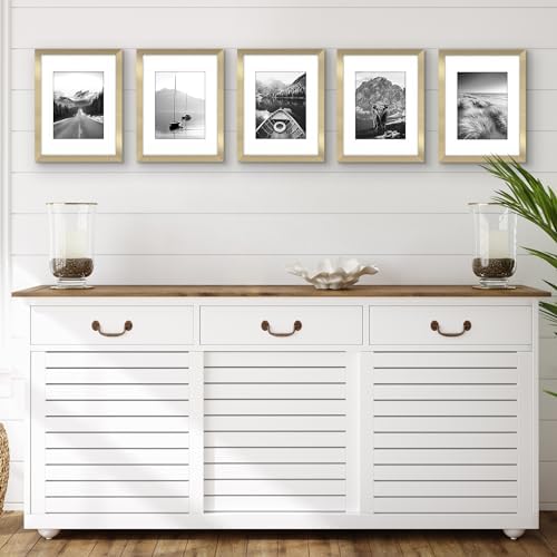 Americanflat 9x12 Picture Frame 5-Pack - Matted to 6x8 - Gold - Image 5