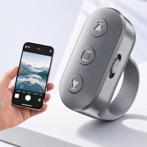 Phone Camera Remote Control for iPhone Android iPad with Zoom, Bluetooth Camera Remote Clicker with Front/Rear Camera Switch, Fingertip Bluetooth Button for Photo & Video Recording Content Creator. by Voinap