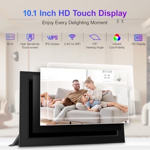 Frameo 10.1 Inch Digital Picture Frames Smart WiFi Digital Photo Frame with 1280x800 IPS Touch Screen HD, 32GB Memory, Auto-Rotate, Wall Mountable, Share Moments Instantly via Frameo App from Anywhere - Image 2