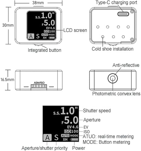 Ambient Exposure Measurer for Analog Photosensitive Gear, Compact Electronic Reflected Luminance Sensor with Dual Priority Modes, 30° FOV Hot Shoe Tool for SLR Rangefinder Models - Image 6