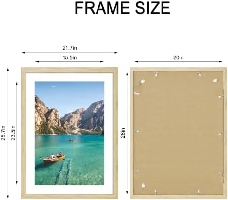 20x28 Wood Picture Frame Set of 4, Wall Mount for Home Decor, Natural - Image 4