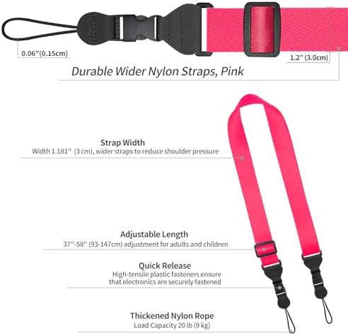 FIEIL 5 Pack Nylon iPad Strap, Adjustable Camera Neck Strap, Comfortable Shoulder Strap for iPad, Cellphone Tablet, Camera, Laptop, Binocular, Luggage Bag(Rose red Universal Neck Lanyard) - Image 6
