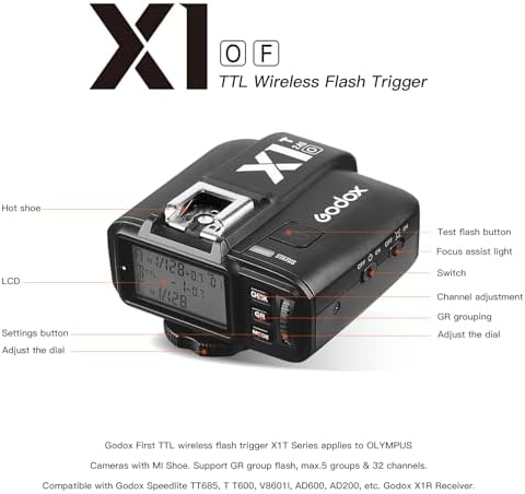 Godox X1T-F TTL Wireless Flash Trigger Transmitter for Fuji Fujifilm, Support 1/8000s HSS Function 5 Groups 32 Channels (X1T-F Trigger) - Image 2