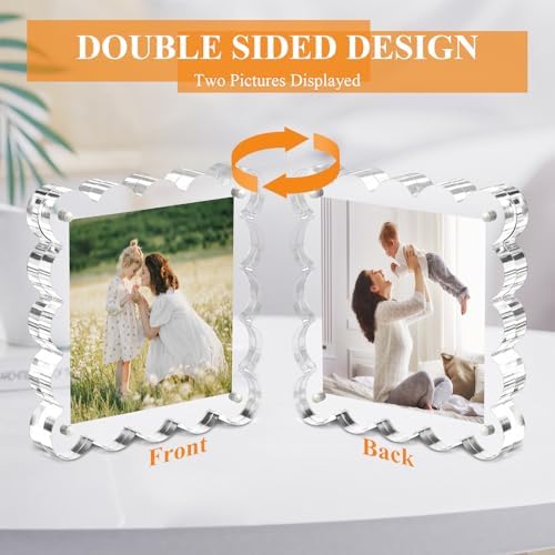 Chivalral 3 Pack 4x4 scalloped picture frame,acrylic Square Desktop Holders - Image 3
