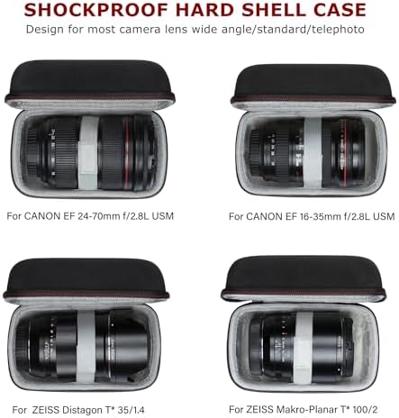 Ginsco Hard Shell Protect Case for Camera Lens, Compatible with Canon EF24-70mm/EF16-35mm/EF 100mm f2.8L, Sony FE24-70mm 2.8GM/FE16-35 GM/FE85 1.4GM, Shockproof Travel Carrying Bag 89mm Dia x 156mm L - Image 3