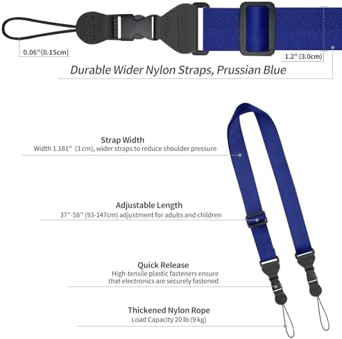 FIEIL 5 Pack Nylon iPad Strap, Adjustable Camera Neck Strap, Comfortable Shoulder Strap for iPad, Cellphone Tablet, Camera, Laptop, Binocular, Luggage Bag(Prussian Blue Universal Neck Lanyard) - Image 6