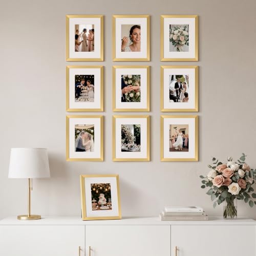 upsimples 8x10 Picture Frame, Photo Collage Wall Decor Set of 10, Gold - Image 2