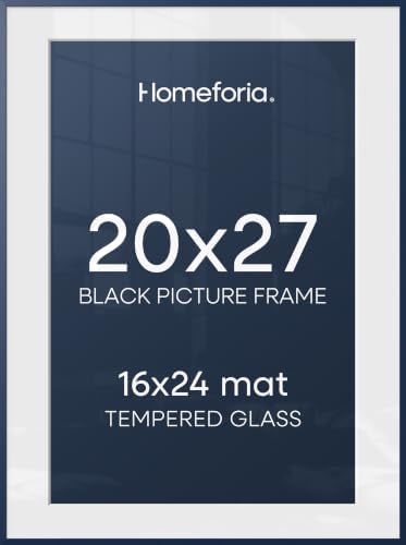 Homeforia 20x27 Blue Picture Frame, High-End Metal, 16x24 Mat, Glass by Homeforia