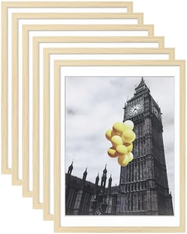 Picture Frame, Set of 6 12x16 Natural, Poster Frame with Plexiglass, Wall Mount, Ideal Gift for Any Occasion by BSRHOME
