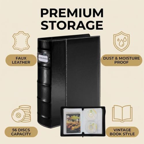 PU Leather CD/DVD Storage Binder with Zipper - 2 Pack - Image 3