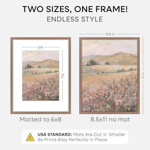 Homeforia 8.5x11 Mocha Picture Frame, High-End Metal, 6x8 Mat, Glass - Image 2