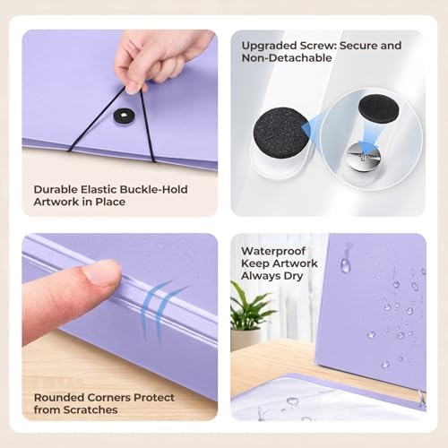 JoyCat 11 x 17 Art Portfolio Binder, 40 Pockets Display 80 Pages, Purple - Image 5