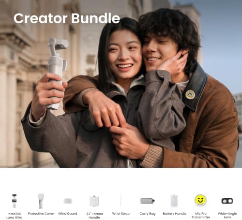 Insta360 Luna Ultra Creator Bundle - 8K Vlogging Camera with Dual Leica Lenses, 12× Zoom, 1" Sensor, Detachable 2" Touchscreen, Triple AI Chip, Pocket Gimbal Camera for Vlog Photography, Stellar White - Image 2