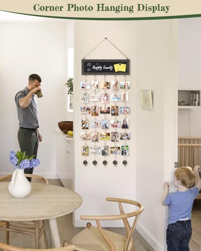 Bikoney Hanging Picture Frame Collage with Blackboard - Weathered Grey - Image 2