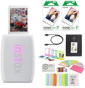 Fujifilm INSTAX Mini Link 3 Smartphone Printer | Clay White Bundled with INSTAX Mini Instant Film | 20 Exposures + Instax Mini Album, Borders, Stickers & Clips + Microfiber Cleaning Cloth (4 Items) by FUJIFILM