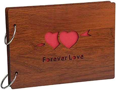 Gesteh DIY Scrapbook Album 8 X 6 inches with 1PC Photo Corner Sticker Album Wood Cover Picture scrape Book for Anniversary Wedding Guest sign in Book new born babies Couples Graduation(Forever Love) by zmgmsmhendlessefforts
