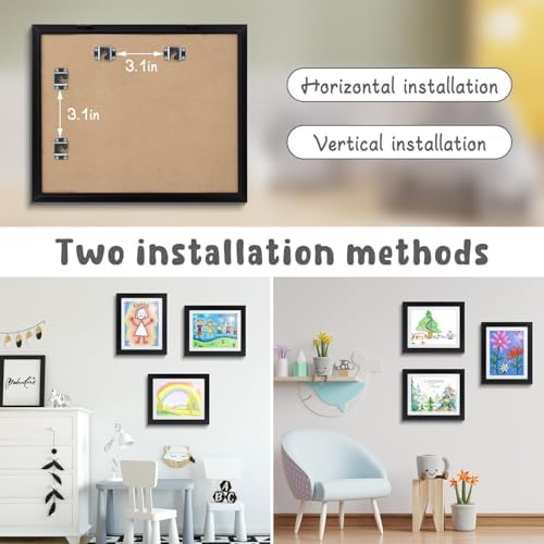 4 Pack 10x12.5 Front-Opening Kids Artwork Frames Changeable (Black) - Image 2