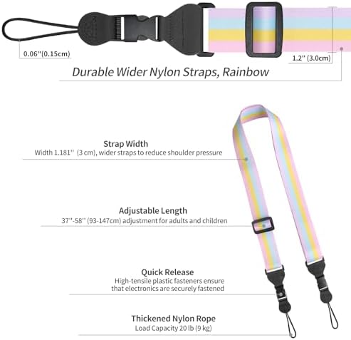 FIEIL 5 Pack Adjustable Shoulder Strap, Nylon Camera Strap, Comfortable Neck Strap for iPad, Cellphone Tablet, Camera, Laptop, Binocular, Luggage Bag (Rainbow Colors Universal Lanyard) - Image 6