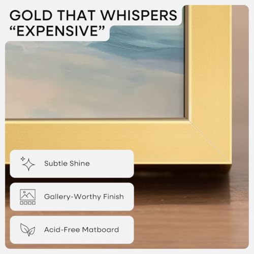 Homeforia A4 Gold Picture Frame, High-End Metal, A5 Mat, Glass - Image 3