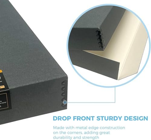 Lineco Museum Archival Storage Box, Drop Front, 14.75x18.75x3 in, Gray - Image 3