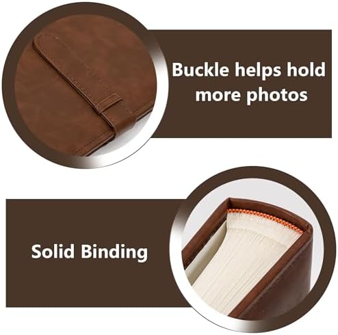 Vienrose Scrapbook Photo Album with Writing Space 12" x 12", Premium DIY Scrapbooking Albums with 100 Pages, Large Photos Book Faux Leather Cover for Wedding Family Baby Travel Graduation, Dark Brown - Image 4